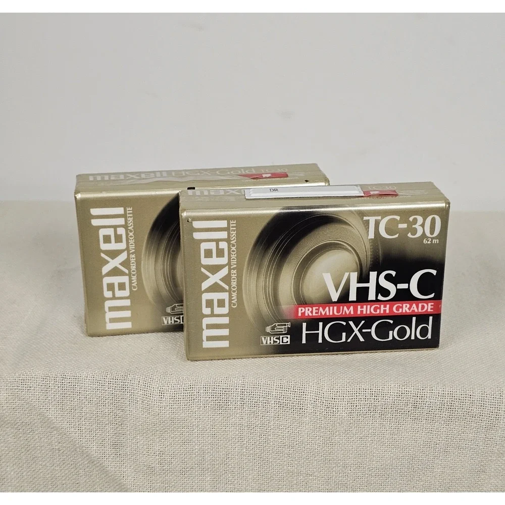 Maxell 2 VHS-C TC-30 HGX-Gold Camcorder Blank Tape Premium High Grade Sealed